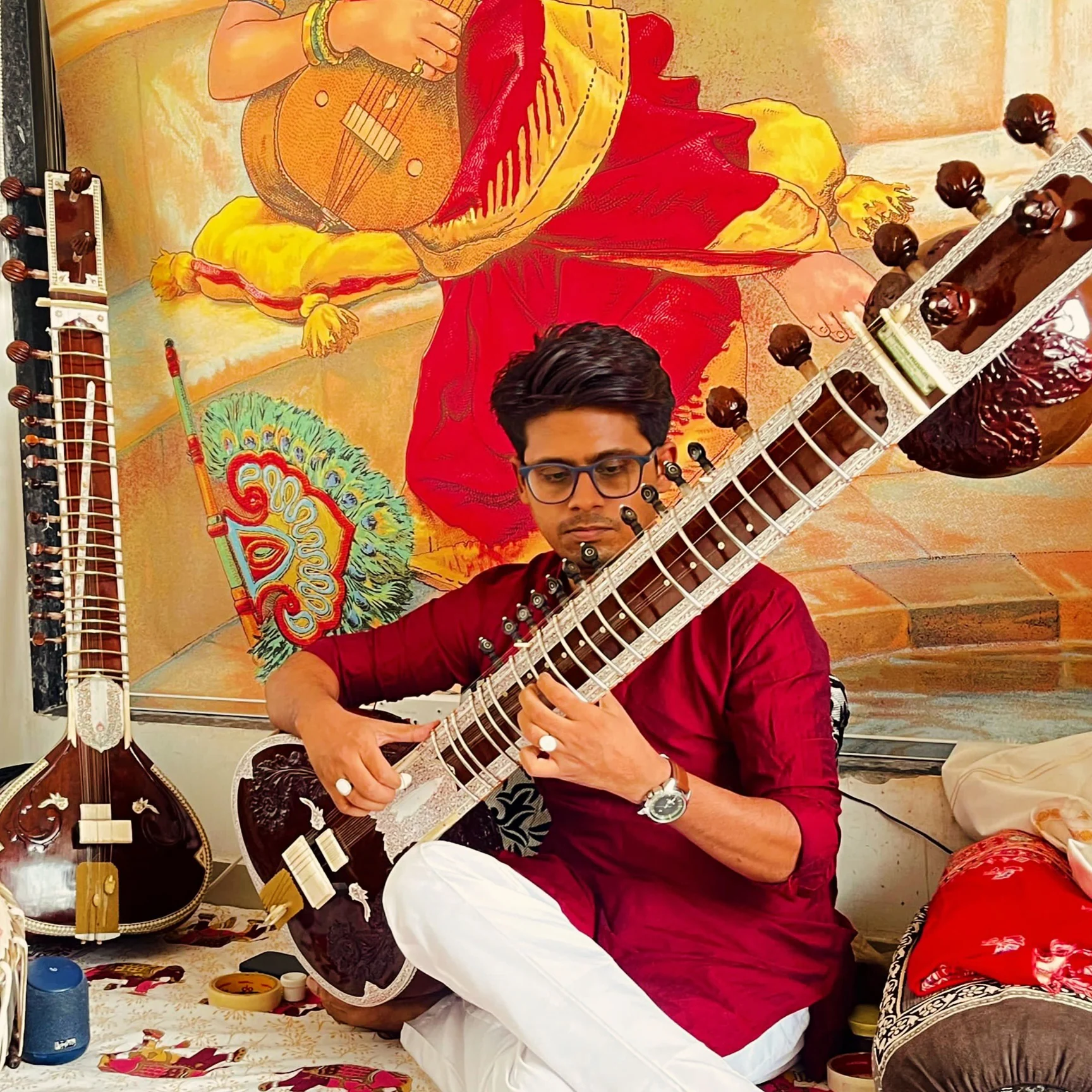 Dr. Nikunj playing Sitar